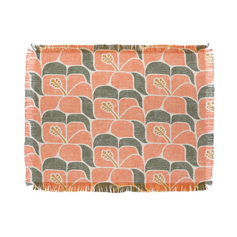 Little Arrow Design Co geometric hibiscus peach Throw Blanket