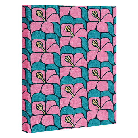 Little Arrow Design Co geometric hibiscus pink teal Art Canvas