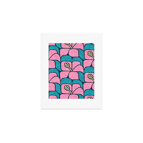Little Arrow Design Co geometric hibiscus pink teal Art Print