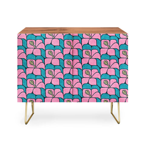 Little Arrow Design Co geometric hibiscus pink teal Credenza
