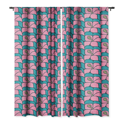 Little Arrow Design Co geometric hibiscus pink teal Blackout Non Repeat
