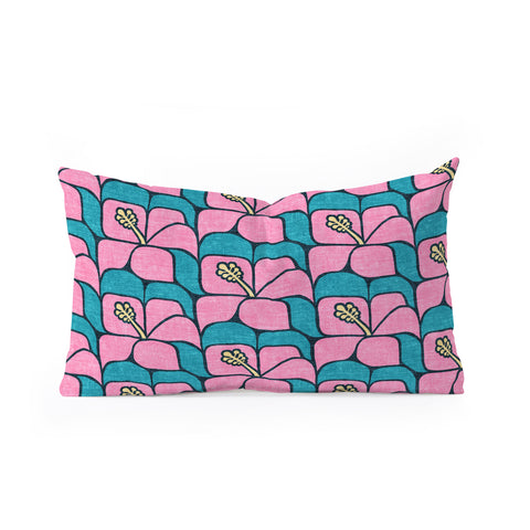 Little Arrow Design Co geometric hibiscus pink teal Oblong Throw Pillow