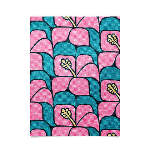 Little Arrow Design Co geometric hibiscus pink teal Poster