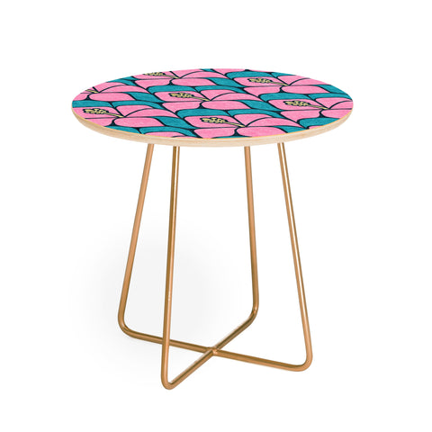 Little Arrow Design Co geometric hibiscus pink teal Round Side Table