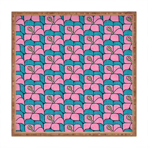 Little Arrow Design Co geometric hibiscus pink teal Square Tray