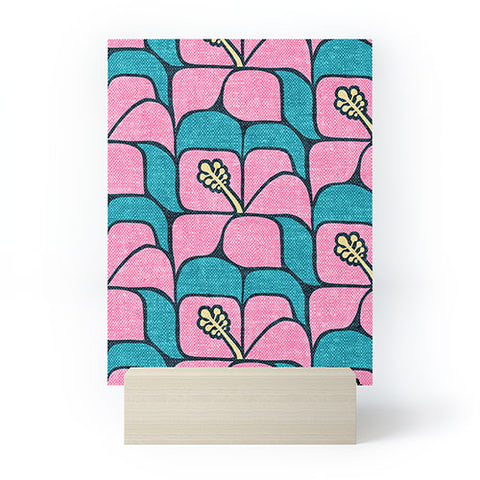 Little Arrow Design Co geometric hibiscus pink teal Mini Art Print