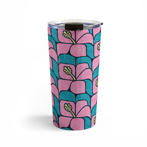 Little Arrow Design Co geometric hibiscus pink teal Travel Mug