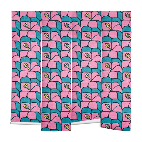 Little Arrow Design Co geometric hibiscus pink teal Wall Mural
