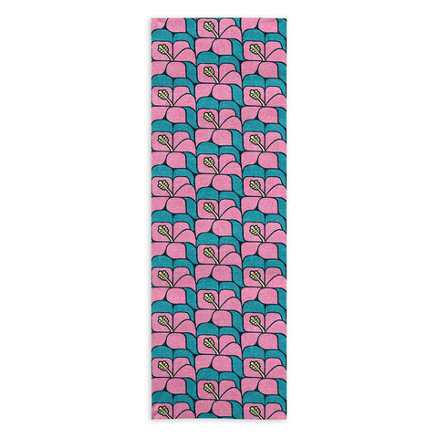 Little Arrow Design Co geometric hibiscus pink teal Yoga Towel