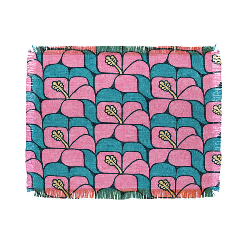 Little Arrow Design Co geometric hibiscus pink teal Throw Blanket