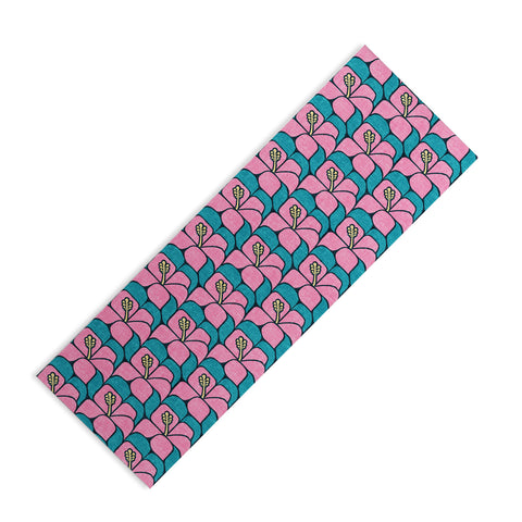 Little Arrow Design Co geometric hibiscus pink teal Yoga Mat