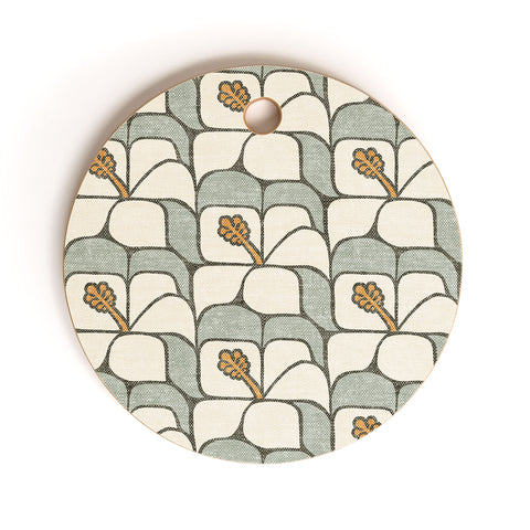 Little Arrow Design Co geometric hibiscus sage Cutting Board Round