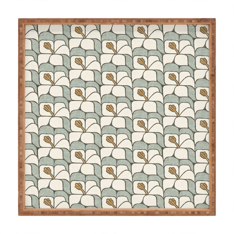 Little Arrow Design Co geometric hibiscus sage Square Tray