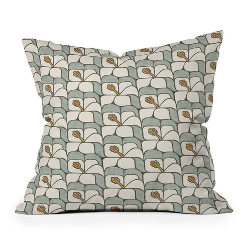 Little Arrow Design Co geometric hibiscus sage Throw Pillow