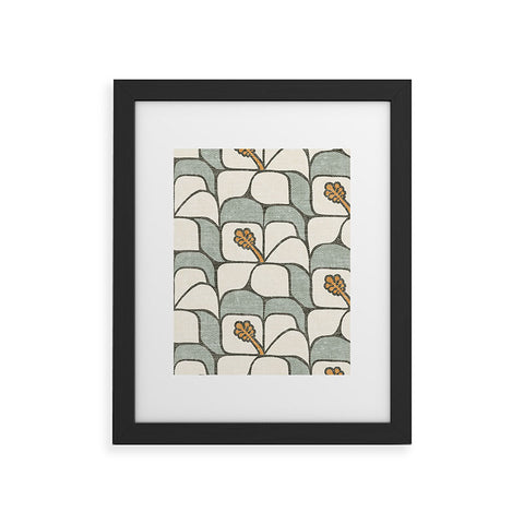 Little Arrow Design Co geometric hibiscus sage Framed Art Print
