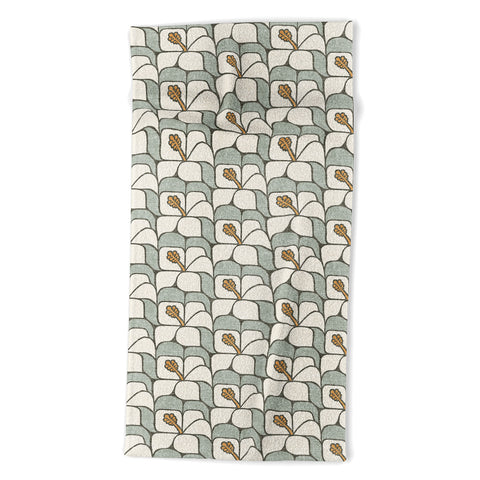 Little Arrow Design Co geometric hibiscus sage Beach Towel