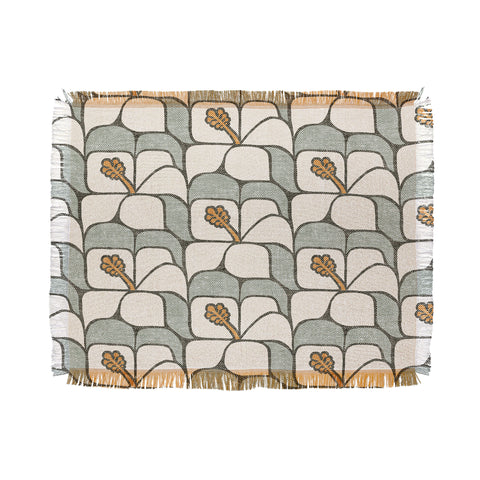 Little Arrow Design Co geometric hibiscus sage Throw Blanket