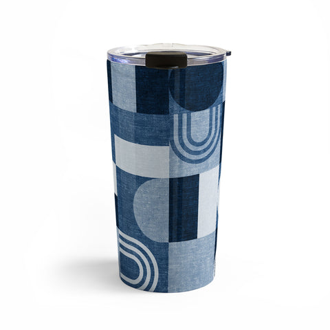 Little Arrow Design Co geometric patchwork blue Travel Mug