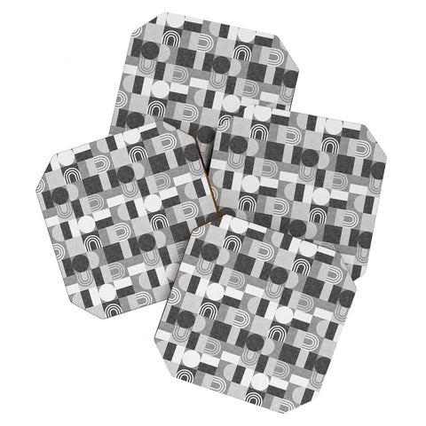 Little Arrow Design Co geometric patchwork gray Coaster Set