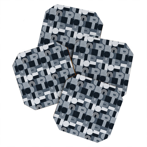 Little Arrow Design Co geometric patchwork navy Coaster Set