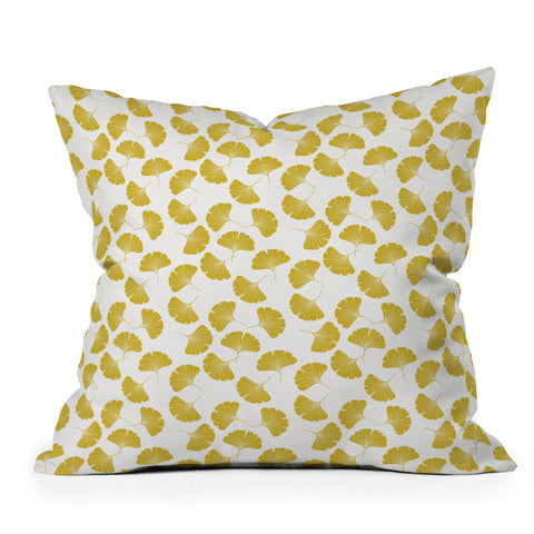 Little Arrow Design Co gold ginkgo leaves Outdoor Throw Pillow