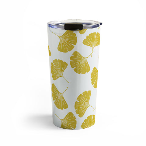 Little Arrow Design Co gold ginkgo leaves Travel Mug