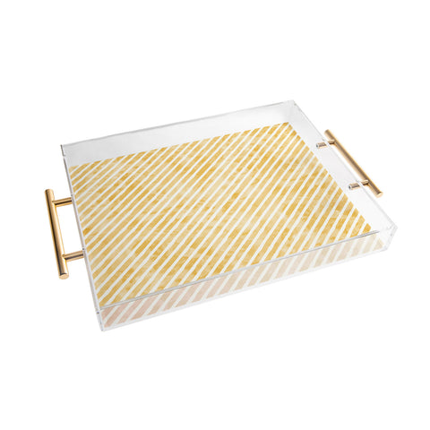 Little Arrow Design Co gold watercolor stripes diagonal Acrylic Tray