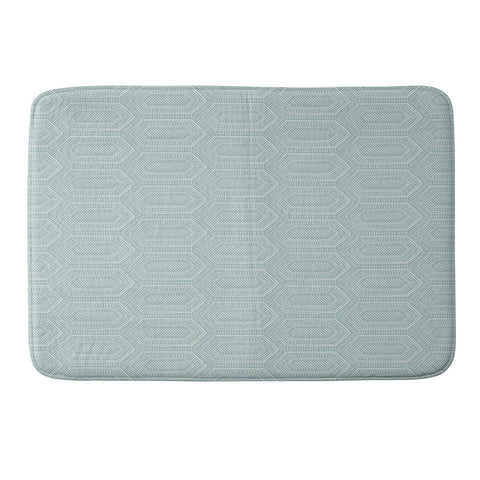 Little Arrow Design Co hexagon boho tile dusty blue Memory Foam Bath Mat Havenly