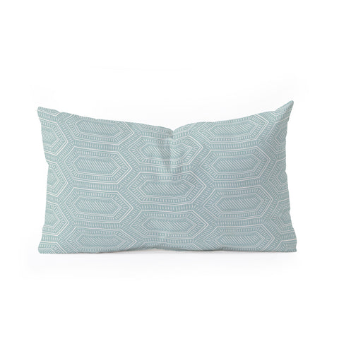 Little Arrow Design Co hexagon boho tile dusty blue Oblong Throw Pillow Havenly