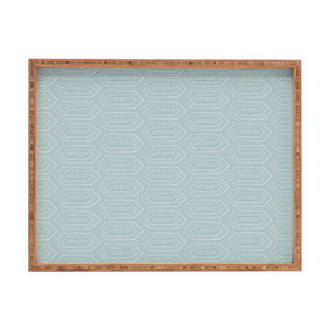 Little Arrow Design Co hexagon boho tile dusty blue Rectangular Tray