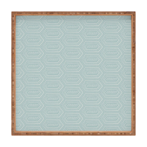 Little Arrow Design Co hexagon boho tile dusty blue Square Tray