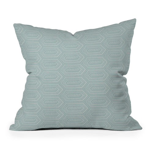 Little Arrow Design Co hexagon boho tile dusty blue Outdoor Throw Pillow Havenly