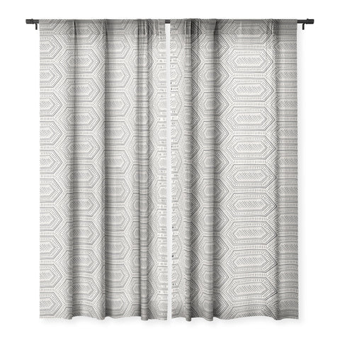 Little Arrow Design Co hexagon boho tile in charcoal Sheer Window Curtain