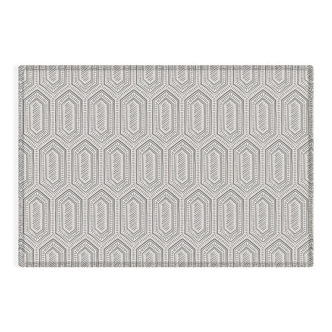Little Arrow Design Co hexagon boho tile in charcoal Outdoor Rug