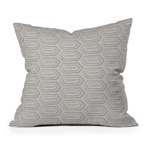 Little Arrow Design Co hexagon boho tile in charcoal Outdoor Throw Pillow