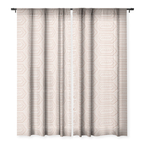 Little Arrow Design Co hexagon boho tile terracotta Sheer Window Curtain
