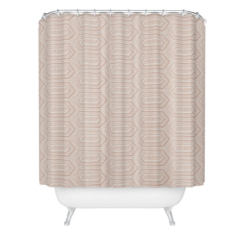 Little Arrow Design Co hexagon boho tile terracotta Shower Curtain