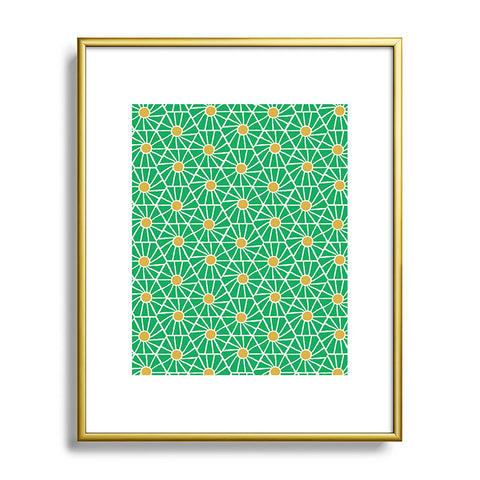 Little Arrow Design Co hexagon floral green Metal Framed Art Print