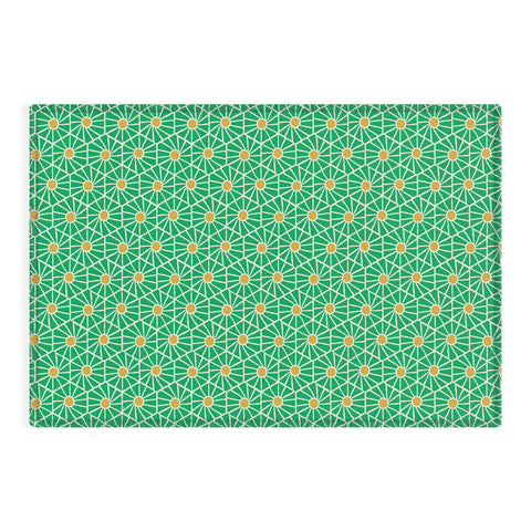 Little Arrow Design Co hexagon floral green Outdoor Rug