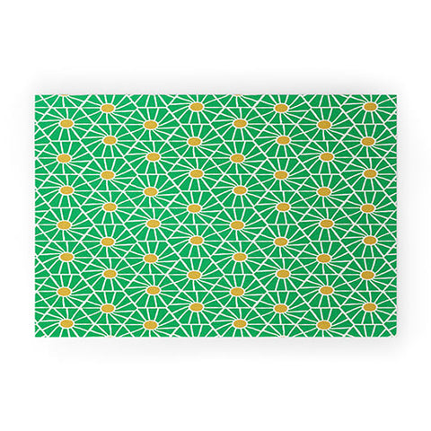 Little Arrow Design Co hexagon floral green Welcome Mat