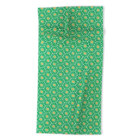 Little Arrow Design Co hexagon floral green Beach Towel