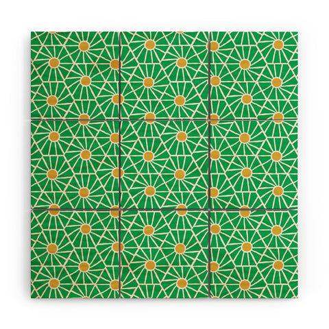 Little Arrow Design Co hexagon floral green Wood Wall Mural