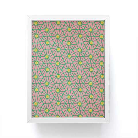 Little Arrow Design Co hexagon floral pink Framed Mini Art Print
