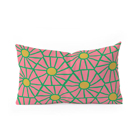 Little Arrow Design Co hexagon floral pink Oblong Throw Pillow