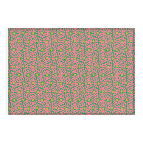 Little Arrow Design Co hexagon floral pink Outdoor Rug