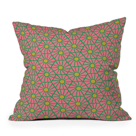 Little Arrow Design Co hexagon floral pink Throw Pillow