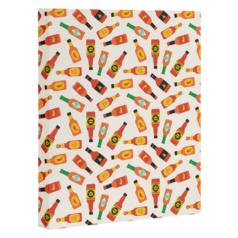 Little Arrow Design Co hot sauce bottles on cream Art Canvas