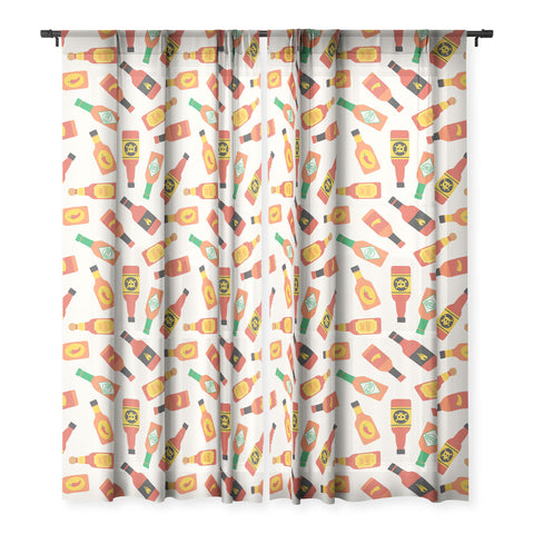 Little Arrow Design Co hot sauce bottles on cream Sheer Window Curtain