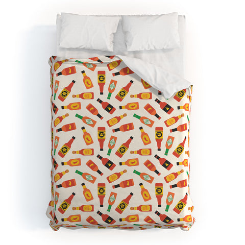 Little Arrow Design Co hot sauce bottles on cream Duvet Cover