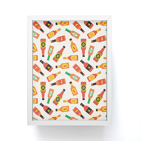 Little Arrow Design Co hot sauce bottles on cream Framed Mini Art Print